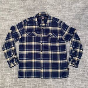 Patagonia Flannel Mens Large Blue and Yellow